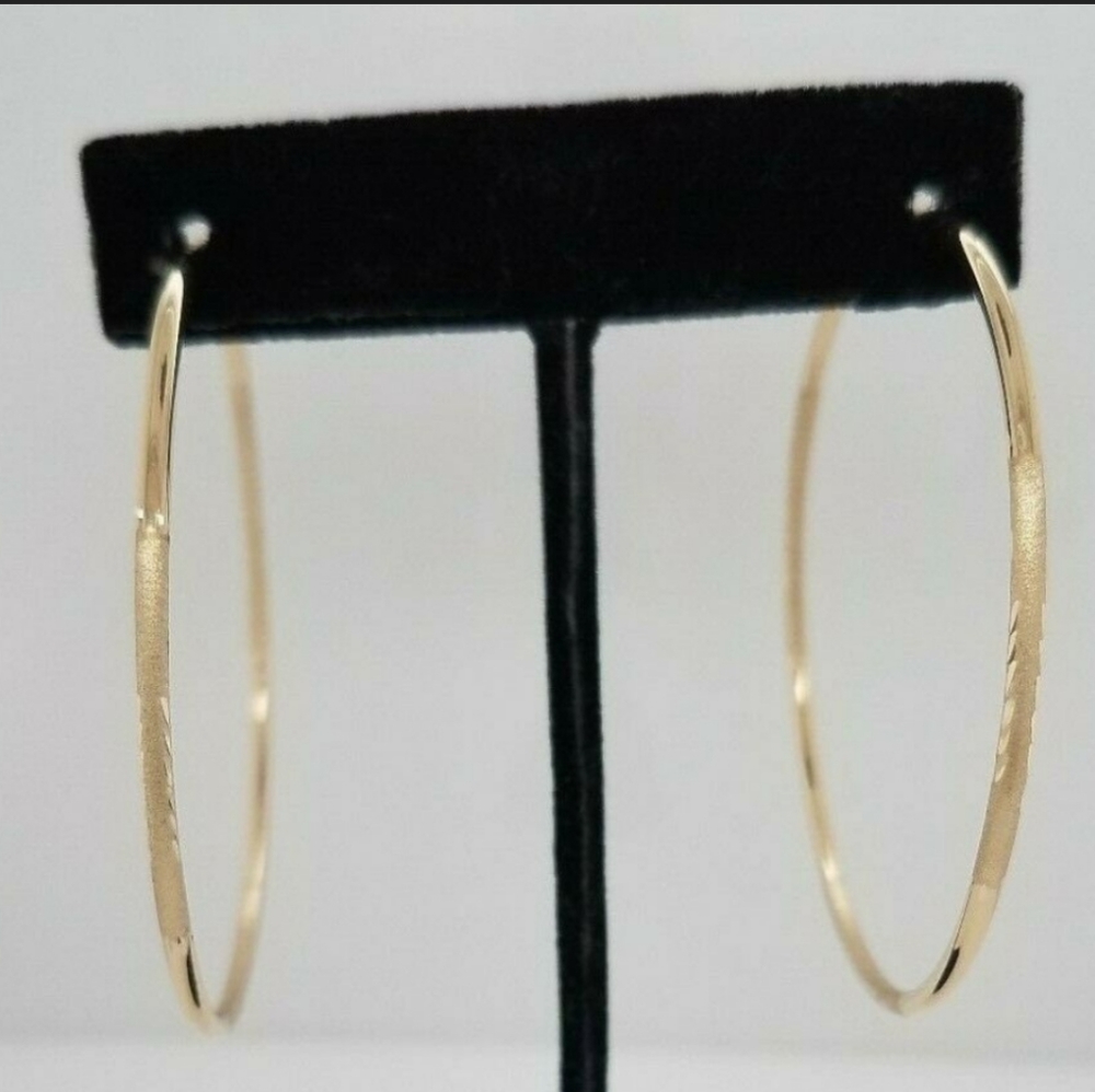 14kyellow Solid Real Gold 2.5 Roundhoopearringsen… - image 2